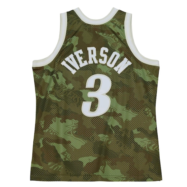 Allen Iverson Philadelphia 76ers Hardwood Classics 1997/98 Ghost Green Swingman Jersey - Camo - Image 3