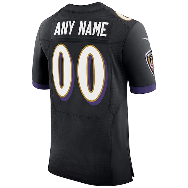 Baltimore Ravens Nike Speed Machine Elite Custom Jersey - Black - Image 3