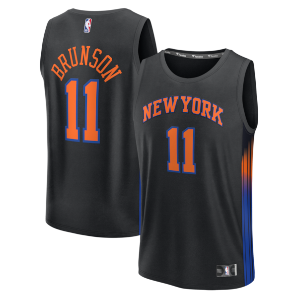 Jalen Brunson New York Knicks Youth Fast Break Jersey - Statement Edition - Black