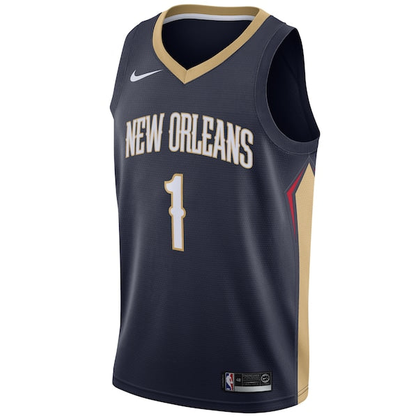 Zion Williamson New Orleans Pelicans Nike 2019 NBA Draft First Round Pick Swingman Jersey Navy - Icon Edition/White - Image 3