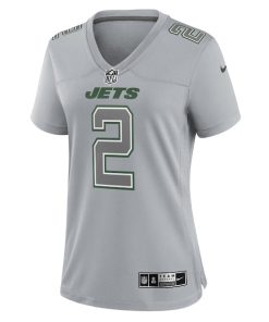 Alternative view of Zach Wilson New York Jets Nike Women's Atmosphere Fashion Game Jersey - Gray