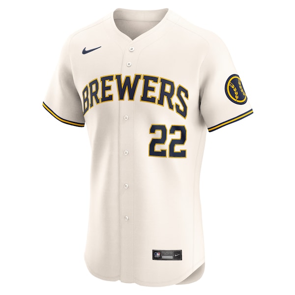 Christian Yelich Milwaukee Brewers Nike Home Elite Player Jersey - Cream - Image 3
