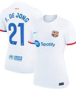 Frenkie de Jong Barcelona Nike Women's 2023/24 Away Replica Jersey - White