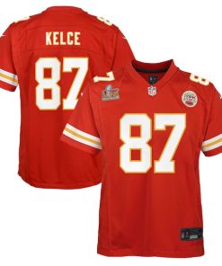Travis Kelce Kansas City Chiefs Nike Youth Super Bowl LIX Game Player Jersey - Red