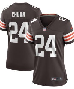 Alternative view of Nick Chubb Cleveland Browns Nike Women's Team Game Jersey -  Brown/White