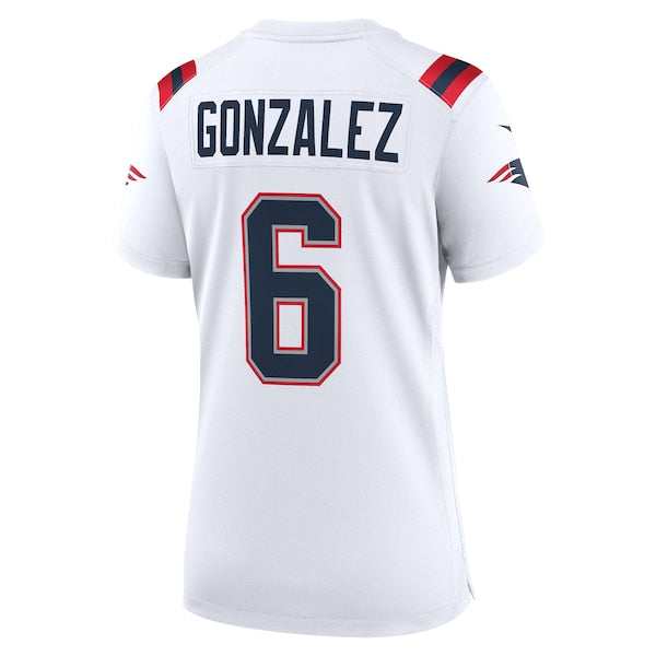 Christian Gonzalez New England Patriots Nike Women's Game Jersey - White/Navy/Red - Image 4