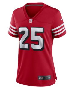 Alternative view of Elijah Mitchell San Francisco 49ers Nike Women's Alternate Team Game Jersey - Scarlet