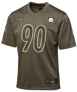 Alternative view of T.J. Watt Pittsburgh Steelers Nike Youth 2025 Salute to Service Game Jersey - Olive