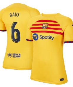 Gavi Barcelona Nike Women's 2022/23 Fourth Breathe Stadium Replica Player Jersey - Yellow