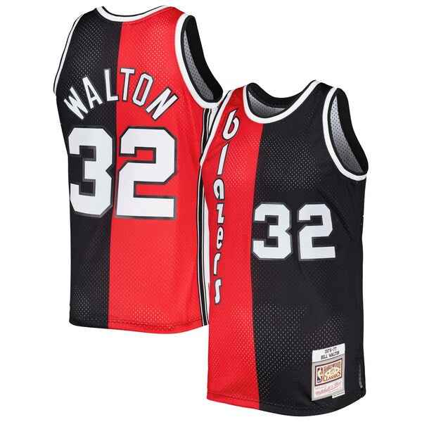 Bill Walton Portland Trail Blazers Hardwood Classics 1976/77 Split Swingman Jersey - Red/Black - Image 5