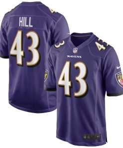 Justice Hill Baltimore Ravens Nike Game Jersey - Purple
