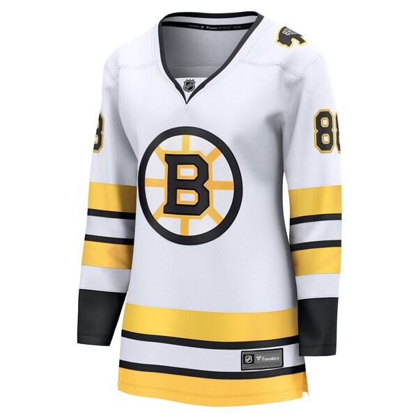 David Pastrnak Boston Bruins Women's Away Breakaway Player Jersey - White/Black - Image 3