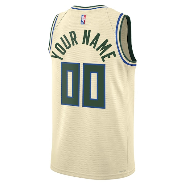Milwaukee Bucks Nike Unisex 2025/26 City Edition Swingman Custom Jersey - Cream - Image 3