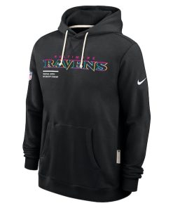 Alternative view of Baltimore Ravens Nike 2025 NFL Crucial Catch Sideline Standard Issue Dri-FIT Hoodie - Black