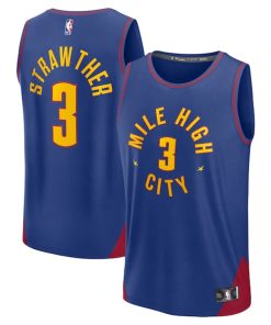 Julian Strawther Denver Nuggets  Fast Break Replica Player Jersey - Statement Edition - Blue