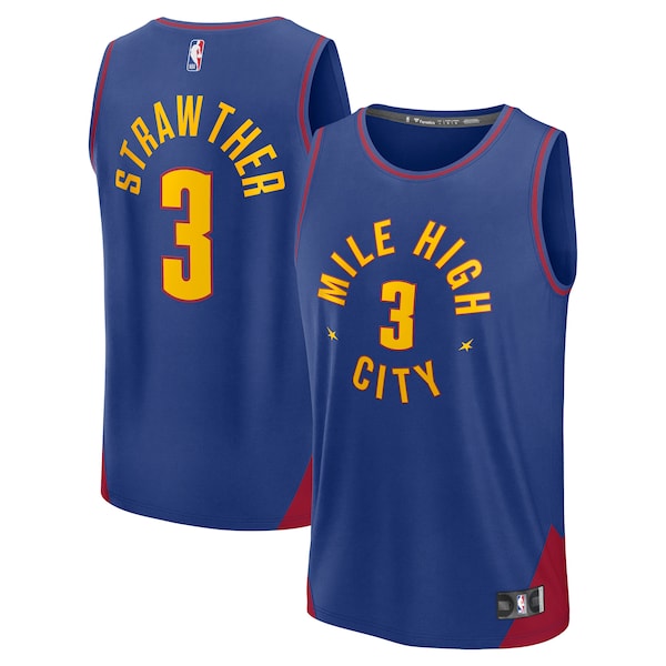 Julian Strawther Denver Nuggets Fast Break Replica Player Jersey - Statement Edition - Blue