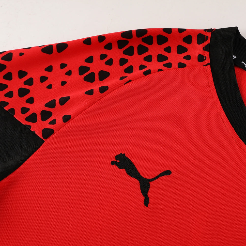 Puma Short Sleeve Training Jersey Set-PD02- Red/Black - Image 8