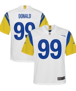 Alternative view of Aaron Donald Los Angeles Rams Nike Youth Game Jersey - White/Royal