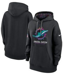 Miami Dolphins Nike Women's 2024 NFL Crucial Catch Club Pullover Hoodie - Black