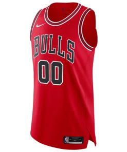 Alternative view of Chicago Bulls Nike Authentic Custom Jersey Red - Icon Edition