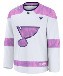 Alternative view of St. Louis Blues  2024 Hockey Fights Cancer Practice Jersey - White