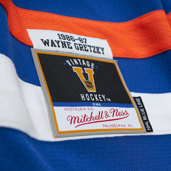 Wayne Gretzky Edmonton Oilers Captain Patch 1986/87 Blue Line Player Jersey - Royal - Image 6