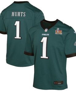 Jalen Hurts Philadelphia Eagles Nike Youth Super Bowl LIX Game Player Jersey - Midnight Green