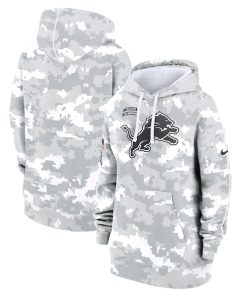 Detroit Lions Nike Women's 2024 Salute To Service Club Fleece Pullover Hoodie - Arctic Camo