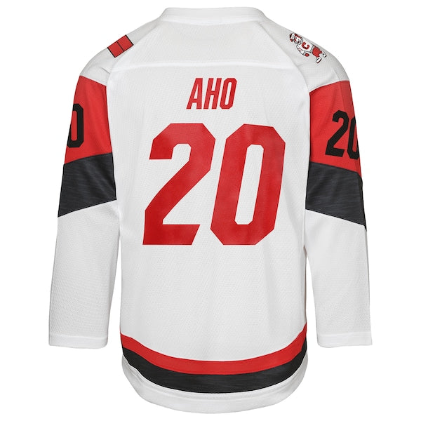 Sebastian Aho Carolina Hurricanes Youth Away Replica Player Jersey - White - Image 3