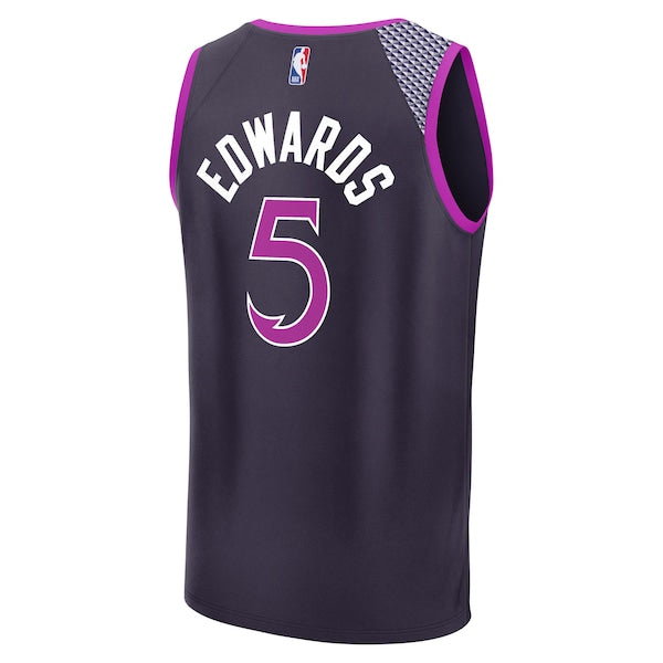 Anthony Edwards Minnesota Timberwolves Youth 2025/26 City Edition Fast Break Jersey - Purple - Image 3