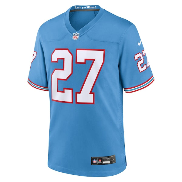 Eddie George Tennessee Titans Nike Oilers Throwback Retired Player Game Jersey - Light Blue/Navy - Image 5