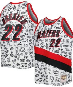 Clyde Drexler Portland Trail Blazers 1991/92 Hardwood Classics Doodle Swingman Player Jersey - White
