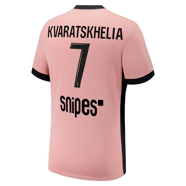 Khvicha Kvaratskhelia Paris Saint-Germain Nike Youth 2024/25 Third Replica Player Jersey - Pink - Image 3