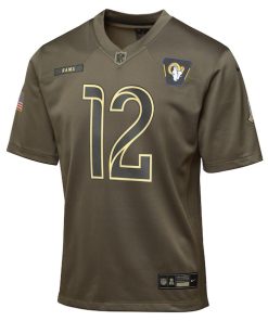 Alternative view of Puka Nacua Los Angeles Rams Nike Youth 2025 Salute to Service Game Jersey - Olive