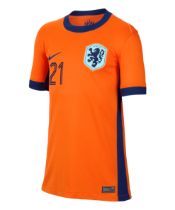 Alternative view of Frenkie de Jong Netherlands National Team Nike Youth 2024 Home Replica Jersey - Orange