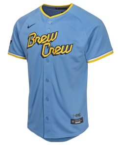 Alternative view of Milwaukee Brewers Nike Youth City Connect Limited Jersey - Powder Blue