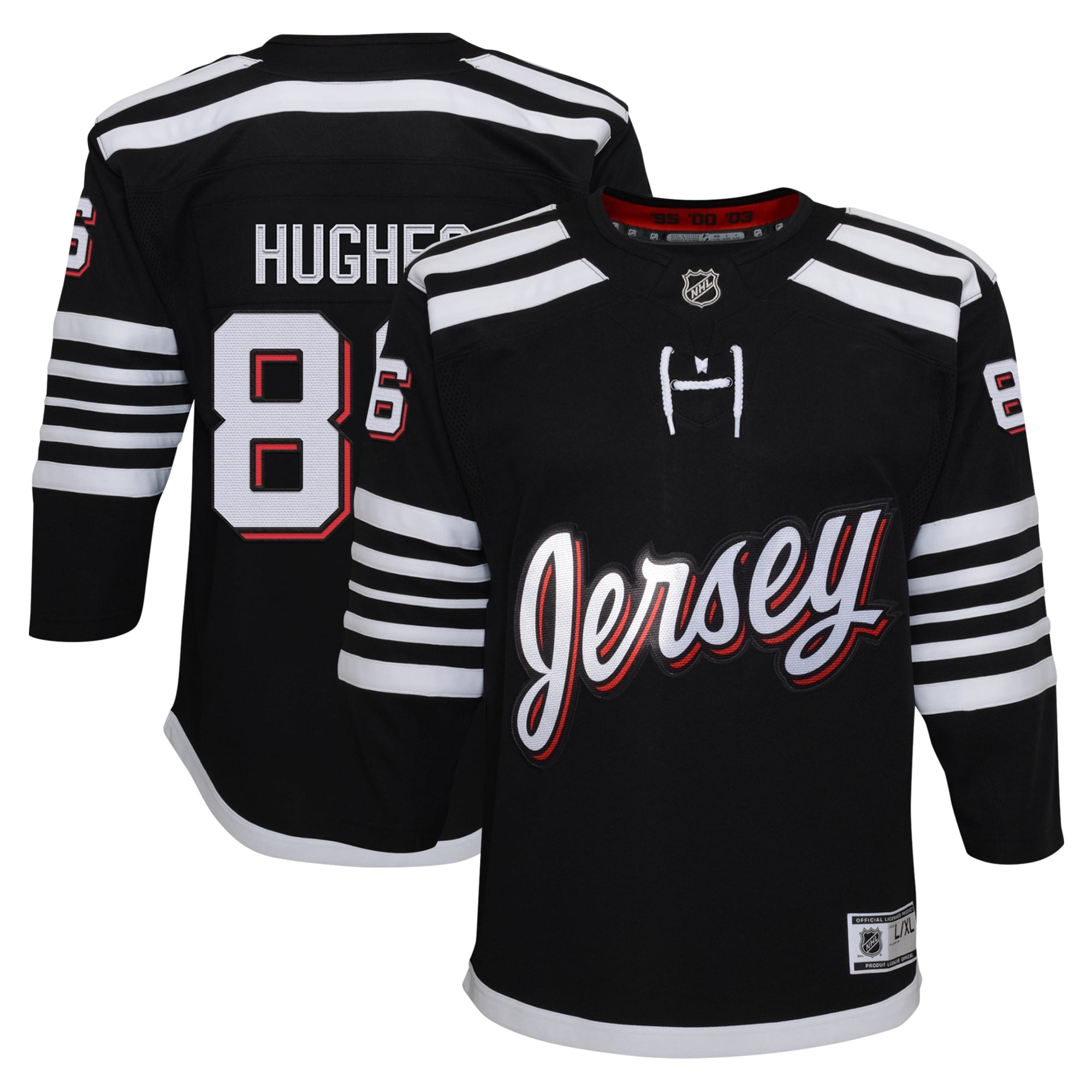 Jack Hughes New Jersey Devils Youth Home Premier Player Jersey - Red/Black - Image 6