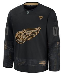 Alternative view of Detroit Red Wings  2024 Military Appreciation Personalized Long Sleeve Practice Jersey - Black