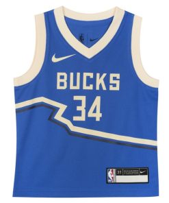 Alternative view of Giannis Antetokounmpo Milwaukee Bucks Nike Preschool 2024/25 Swingman Player Jersey -  City Edition - Royal