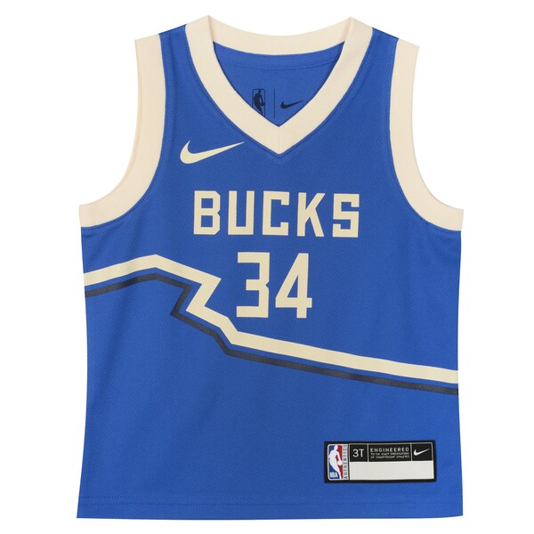 Giannis Antetokounmpo Milwaukee Bucks Nike Preschool 2024/25 Swingman Player Jersey - City Edition - Royal - Image 2
