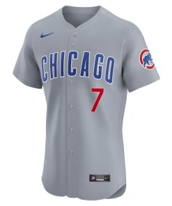 Alternative view of Dansby Swanson Chicago Cubs Nike Road Elite Player Jersey - Gray