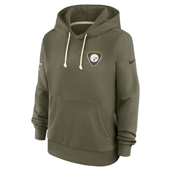 Pittsburgh Steelers Nike Women's 2025 Salute to Service Sideline Standard Issue Dri-FIT Hoodie - Olive - Image 2