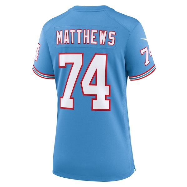 Bruce Matthews Tennessee Titans Nike Women's Oilers Throwback Retired Player Game Jersey - Light Blue/Navy - Image 4