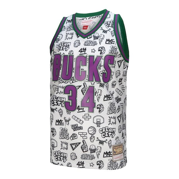 Ray Allen Milwaukee Bucks 2000/01 Swingman Jersey - White - Image 2