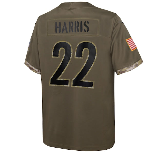 Najee Harris Pittsburgh Steelers Nike Youth 2022 Salute To Service Player Limited Jersey - Olive - Image 3