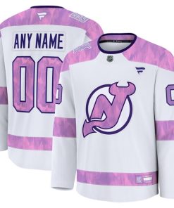New Jersey Devils  2024 Hockey Fights Cancer Custom Practice Jersey - White