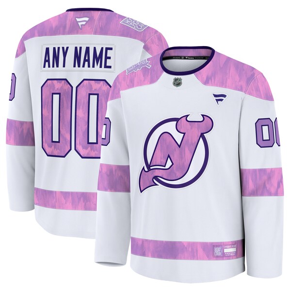 New Jersey Devils 2024 Hockey Fights Cancer Custom Practice Jersey - White