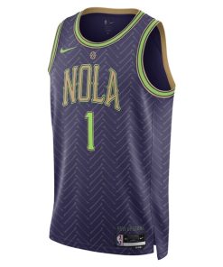 Alternative view of Zion Williamson New Orleans Pelicans Nike Unisex 2024/25 Swingman Player Jersey - City Edition - Purple