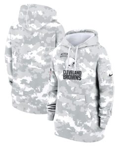 Cleveland Browns Nike Women's 2024 Salute To Service Club Fleece Pullover Hoodie - Arctic Camo