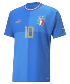Alternative view of Lorenzo Insigne Italy National Team Puma 2022/23 Home Authentic Player Jersey - Blue